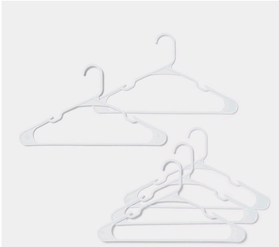 Plastic Clothes Hangers - White & Other Colors - 20 For $1