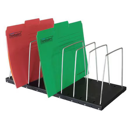 File Holder, Black, Steel, 18 3/8 In W, 8 1/8 In L, 7 1/2 In H, 8 Number Of