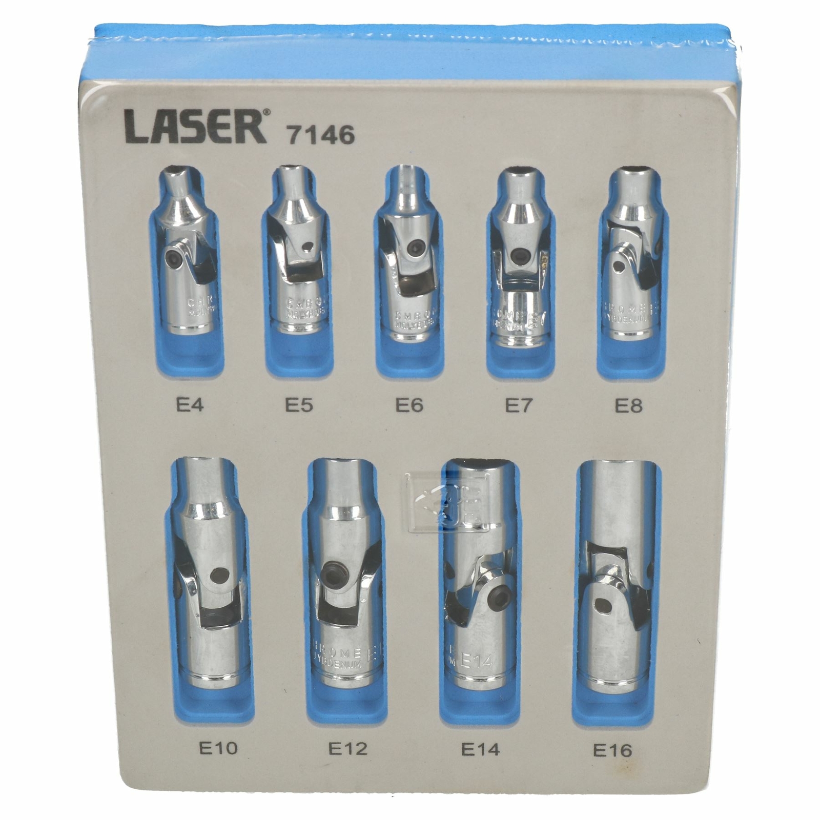 1/4" + 3/8” Drive E Female Torx Star Sockets on Wobble Universal Joint E4 – E16