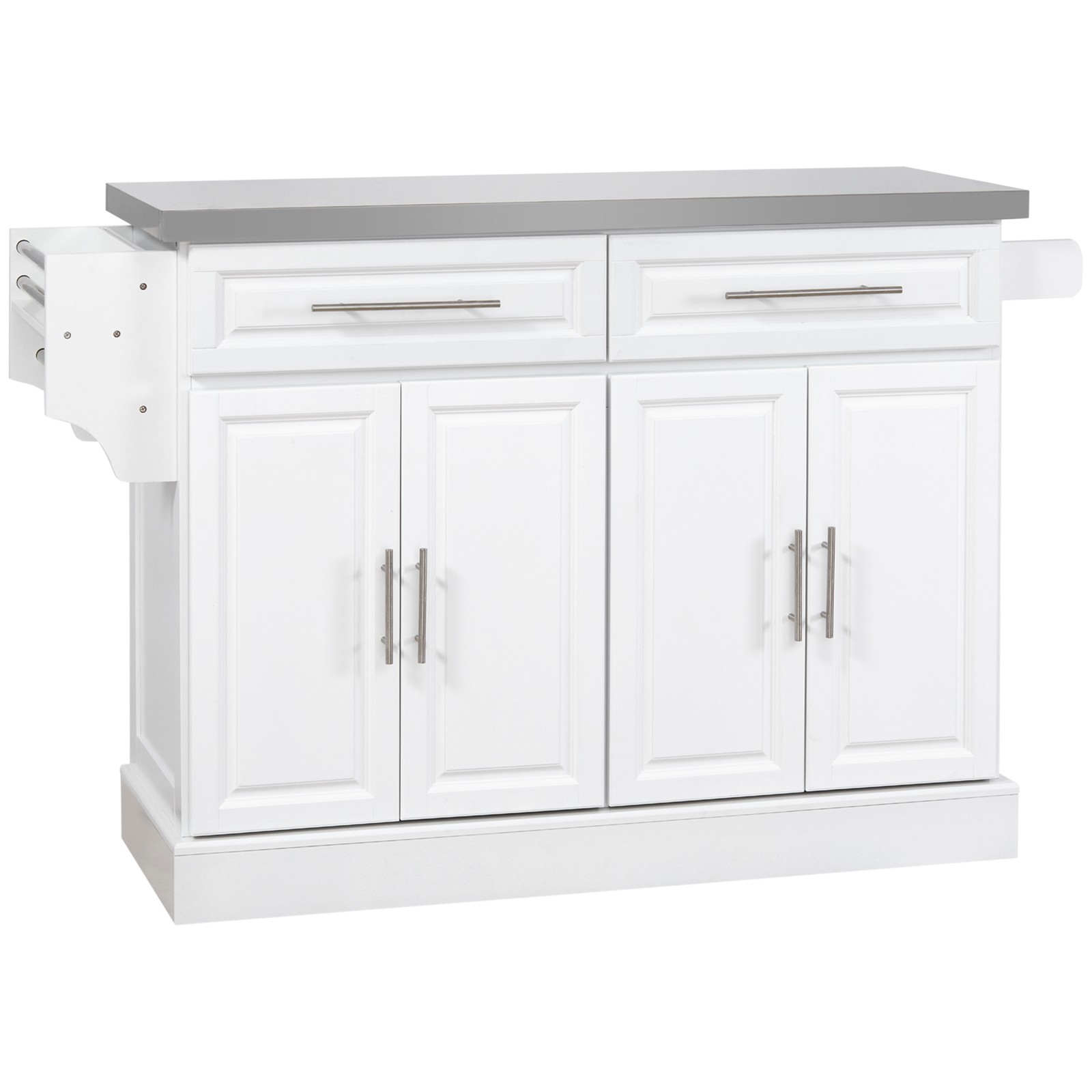 Rolling Kitchen Island with Storage, Portable Kitchen Cart with Stainless Steel