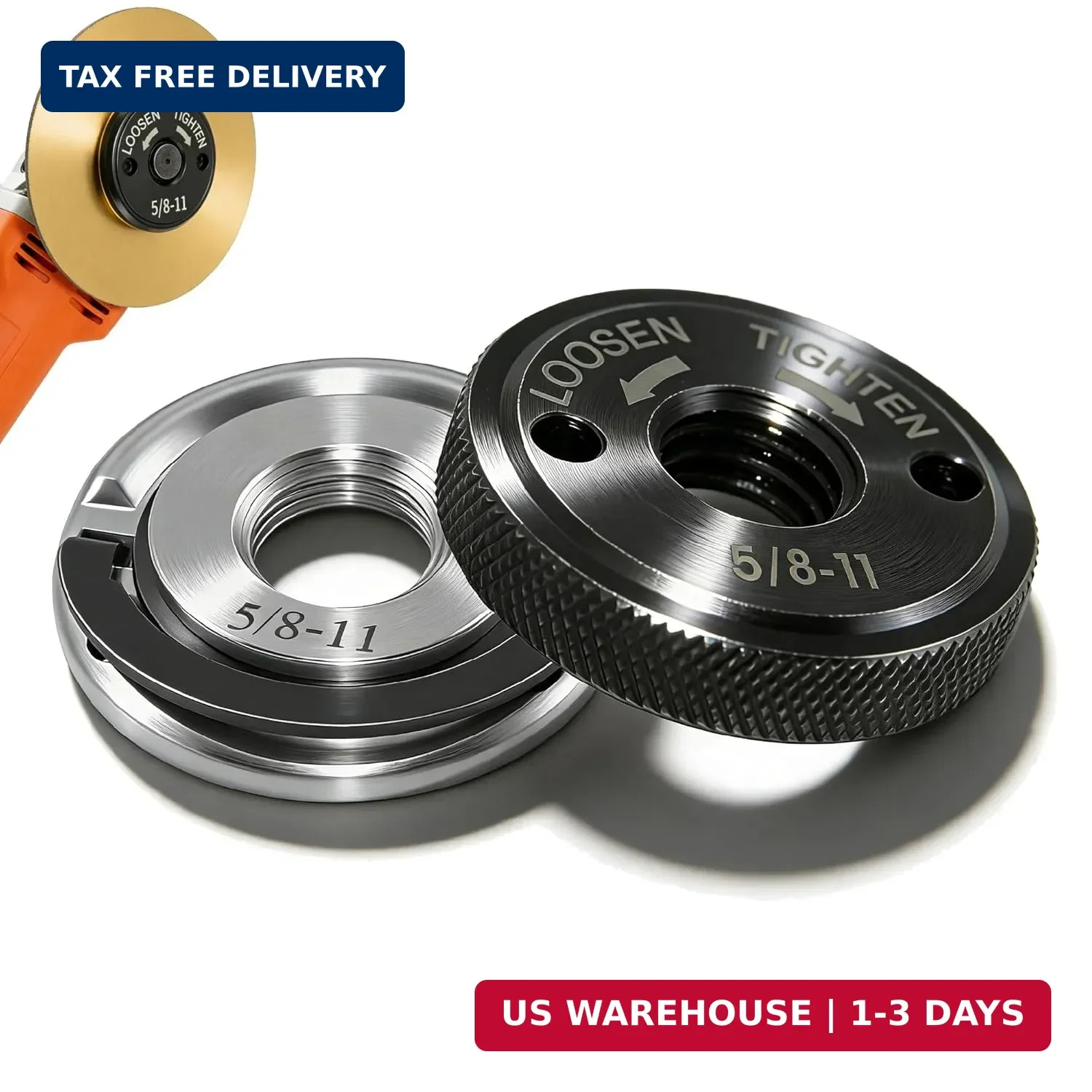 2-Pack 5/8"-11 Angle Grinder Flange Nuts, Tool-Free Quick Release Self Locking M