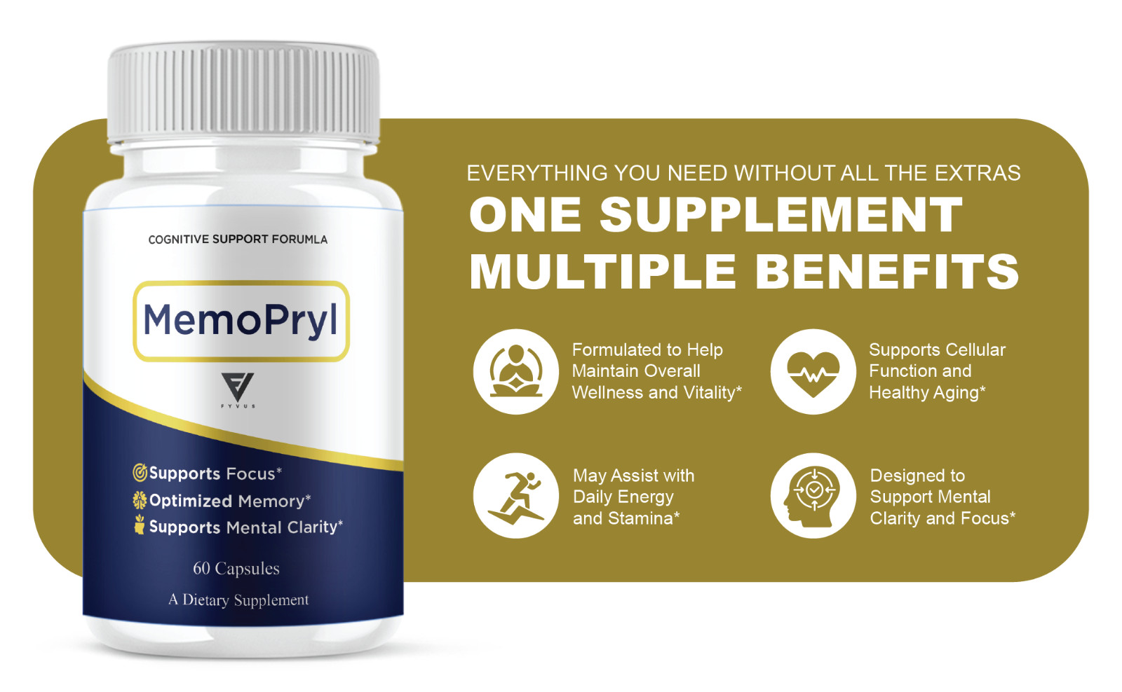(2 Pack) Memopryl Nootropic Capsules, Memo Pryl Advanced Formula (120 Capsules)