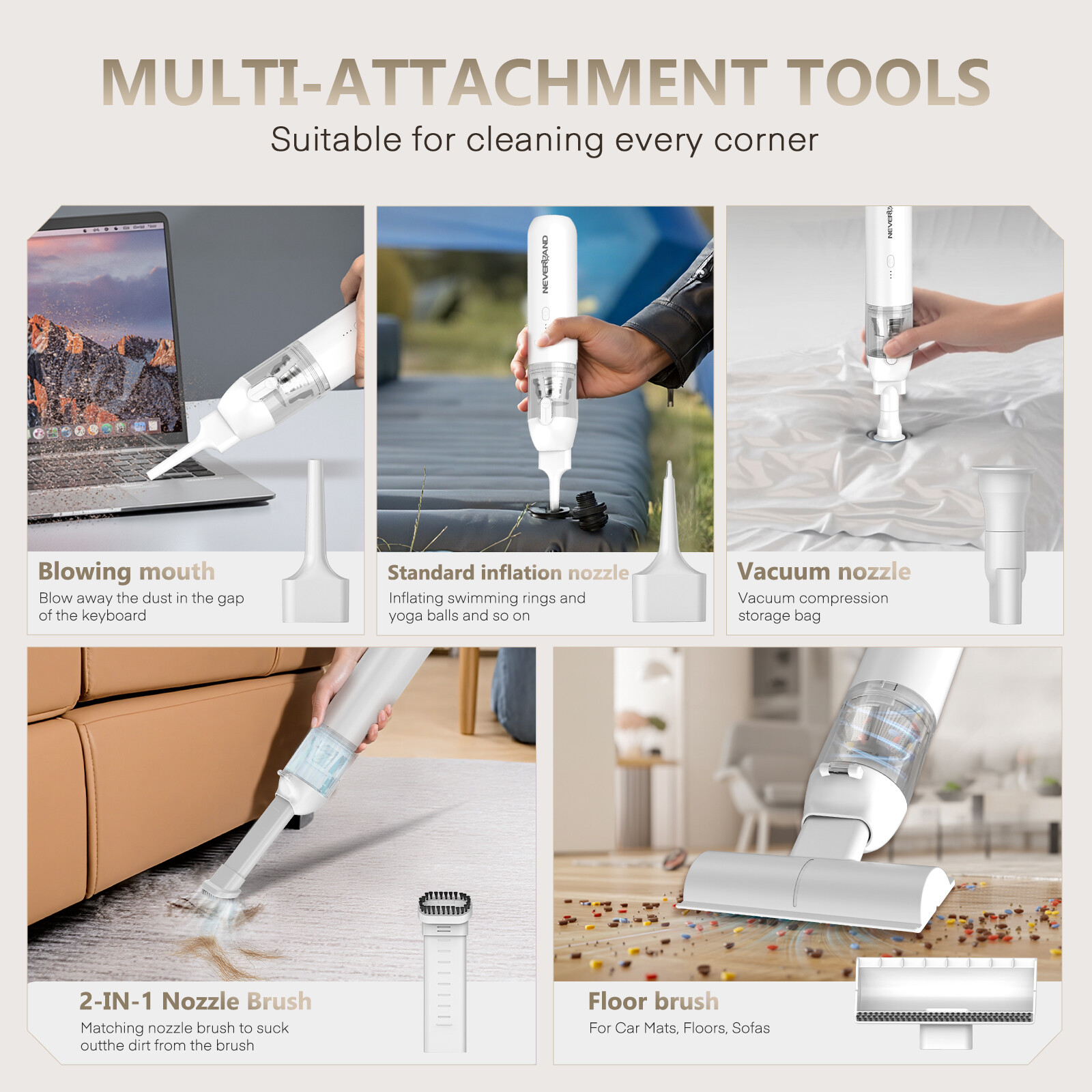 Nighteye 80000 RPM Wireless Handheld Vacuum Cleaner Portable for Car & Home
