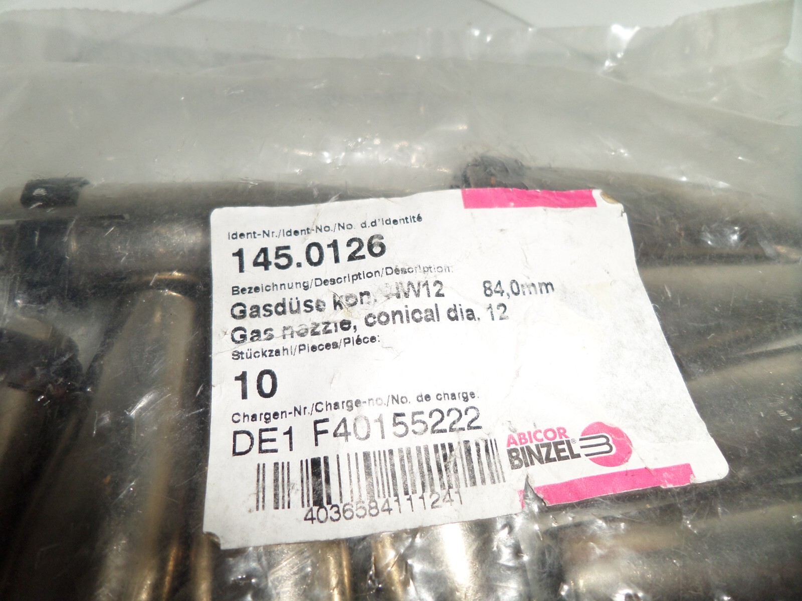 ⭐NEW BAG OF 10⭐ BINZEL 145.0126 Mig Welding Torch Tapered Nozzle ABICOR