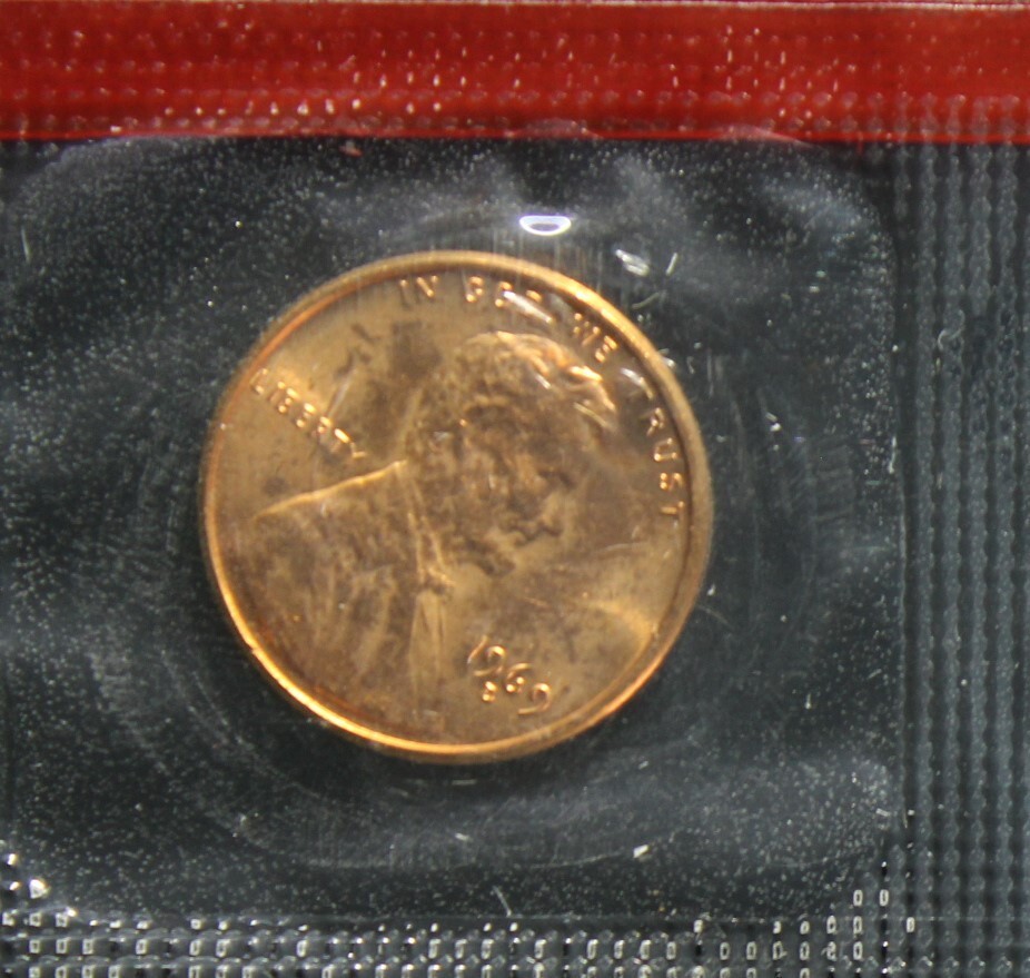 1969 D Lincoln 1C UNC Multiple Errors Obv & Rev: DDO-Misplaced D Mint Mark-No FG