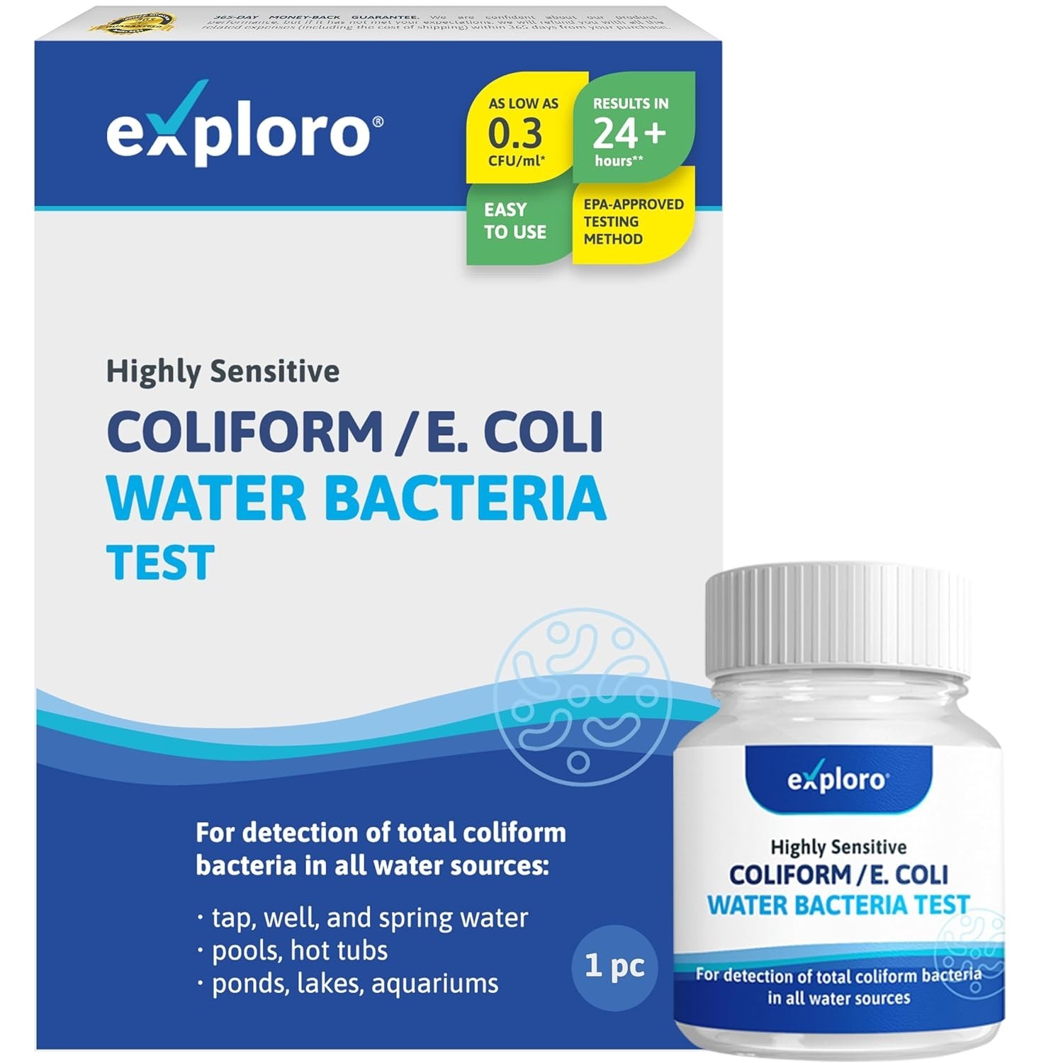 EPA-Approved Water Kit for Bacteria, E. Coli, Coliform - Drinking & Pool Wat...