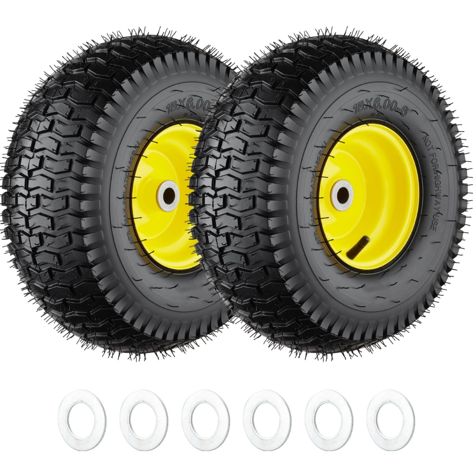 15x6.00-6 Lawn Mower Tires, 4 Ply Lawn Mower Tires 15x6x6, Front Lawn Tractor...