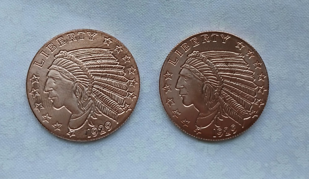 1/4 oz Incuse Indian Copper Round (2) - Golden State Mint - .999 Fine Copper