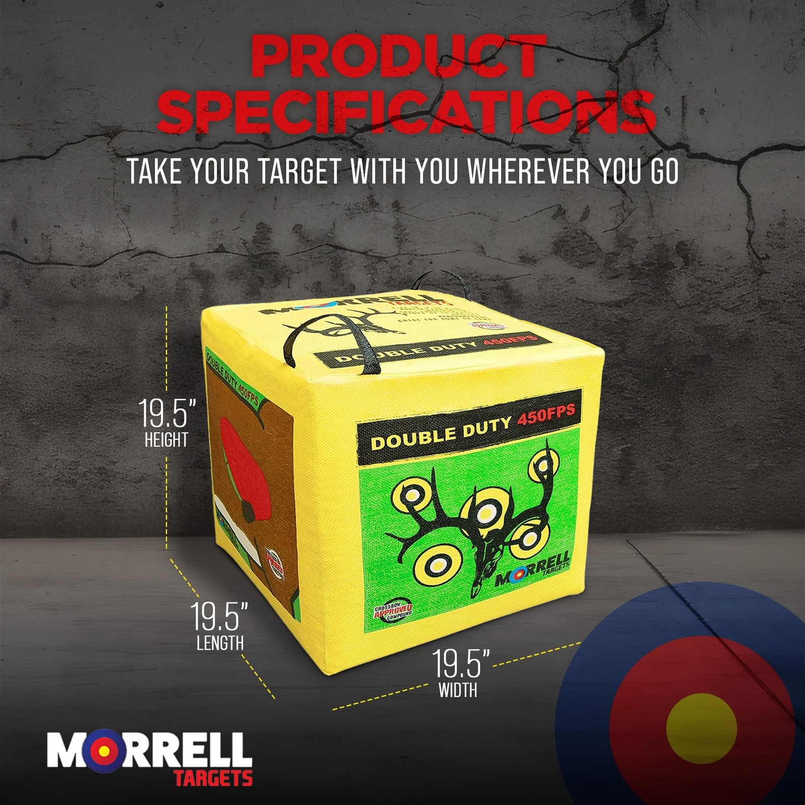 Morrell Double Duty 450 FPS Cube Field Point Archery Bag Target with Traditio...