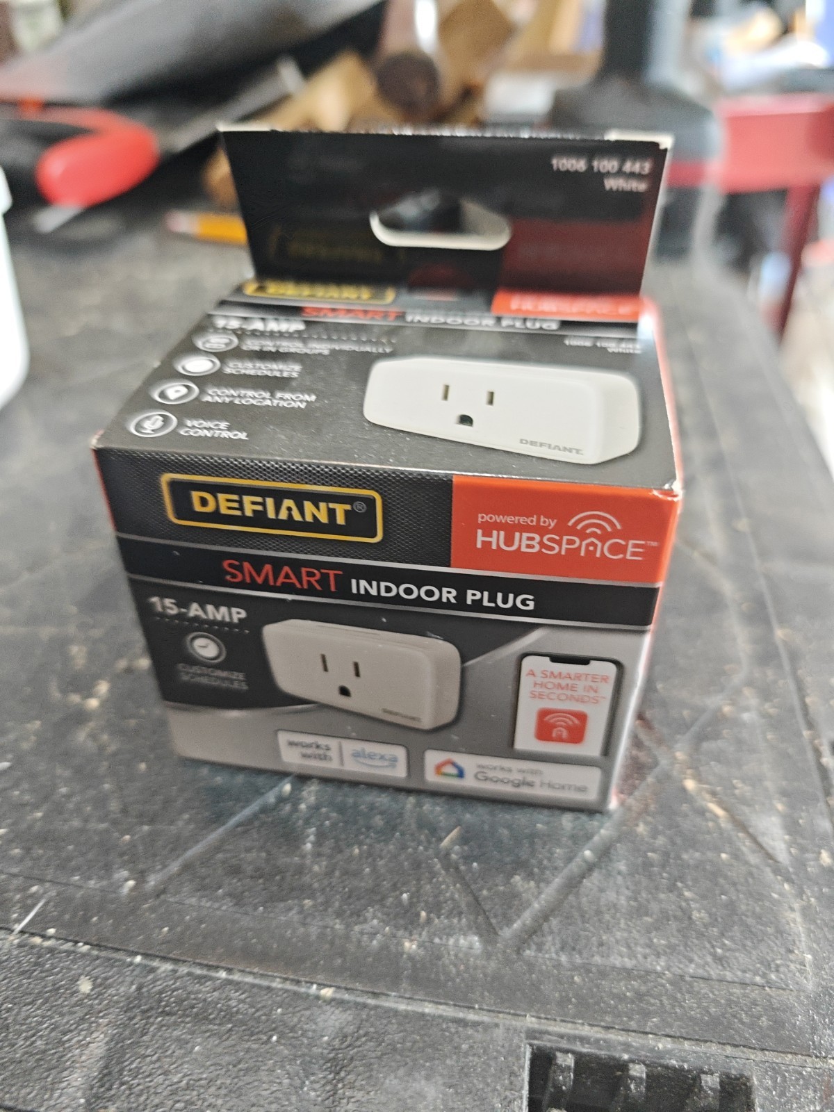 Defiant Smart Indoor Plug 15-Amp White Wi-Fi Bluetooth Alexa Google 1006 100 443