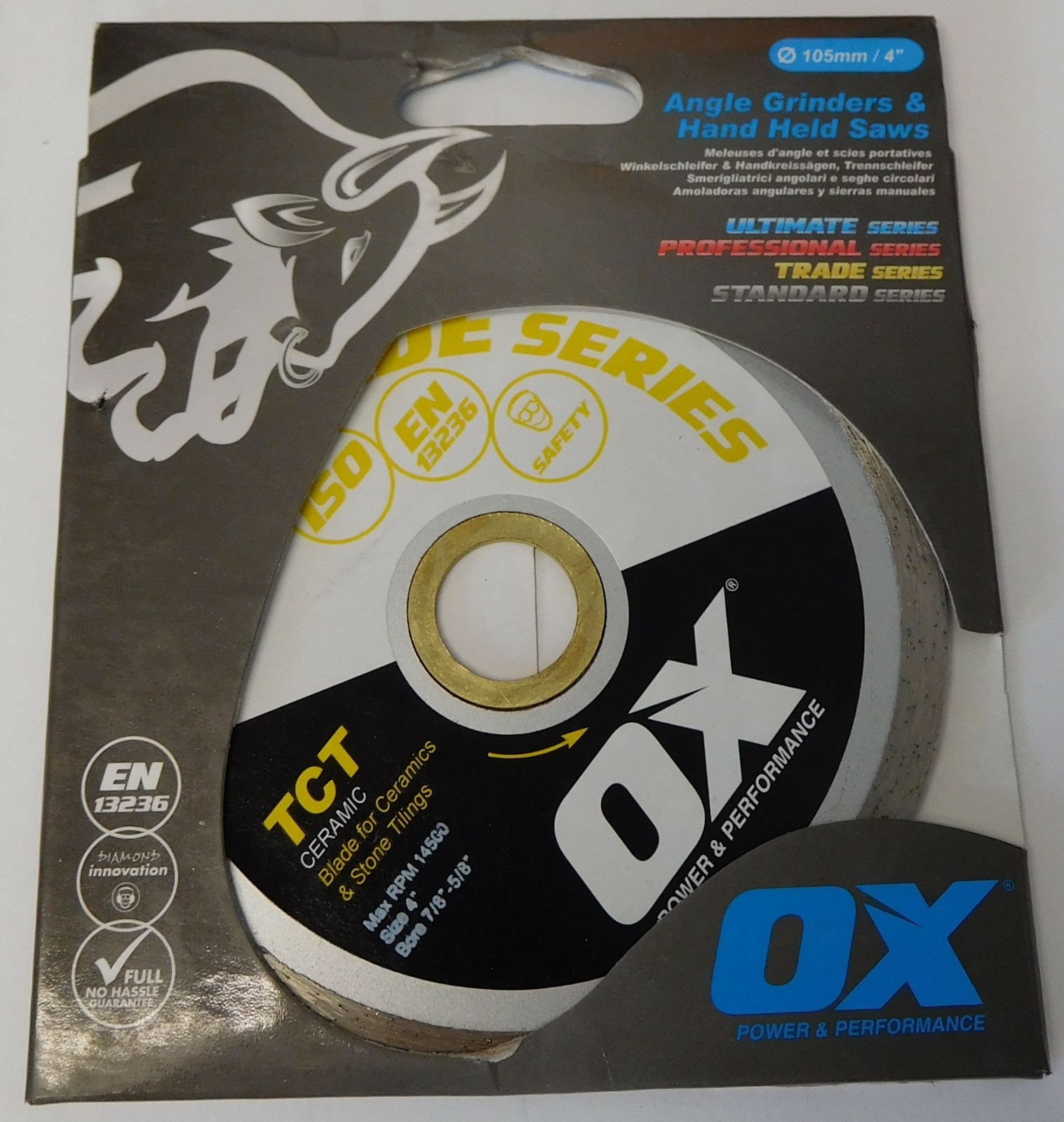 Ox Tools OX-TCT-4 Trade Ceramics 4'' Diamond Blade - 7/8'' - 5/8'' Bore