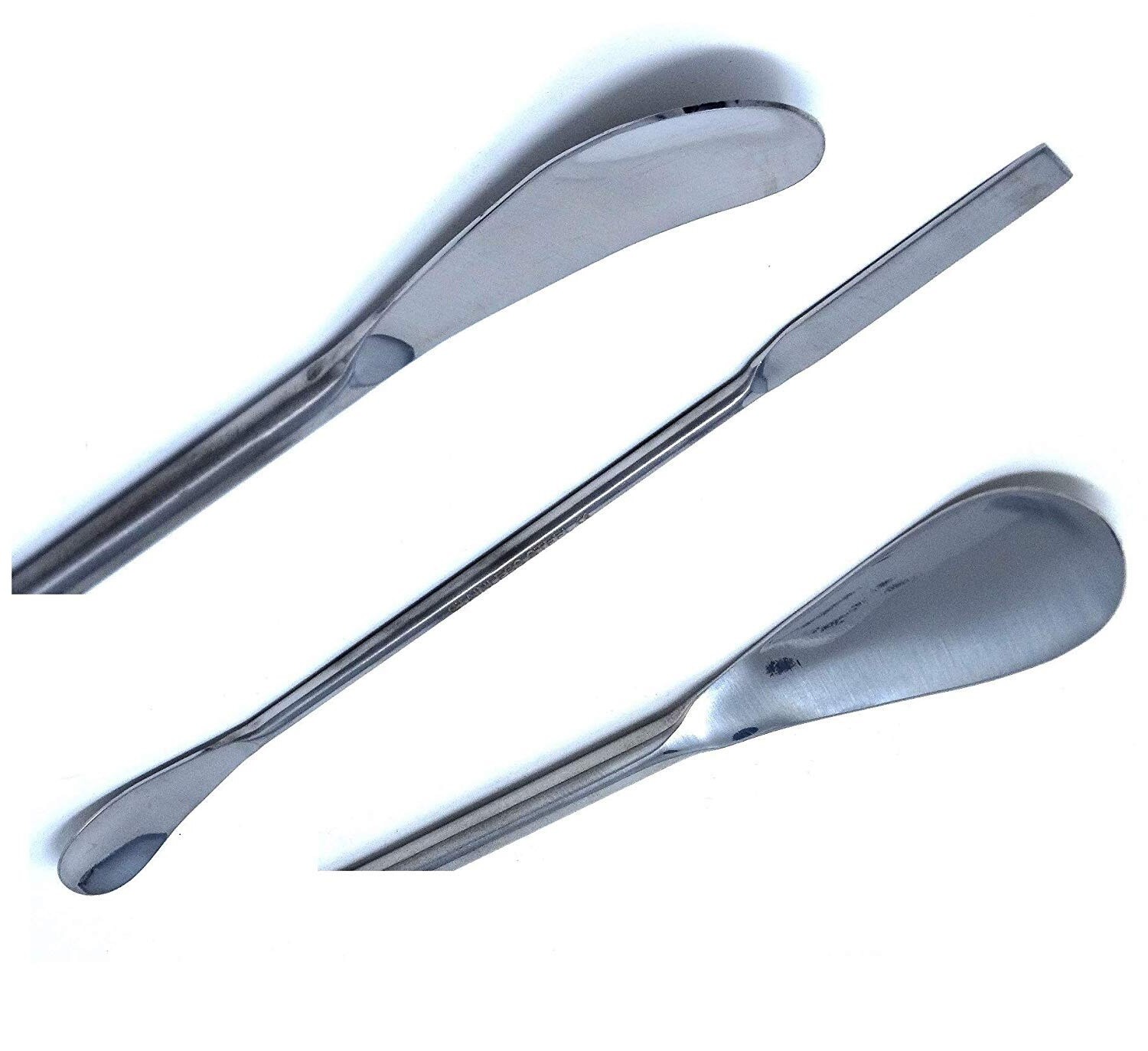 Square&Flat Spoon End 7" Double Ended Stainless Steel Lab Spatula Sampler 4/Pack