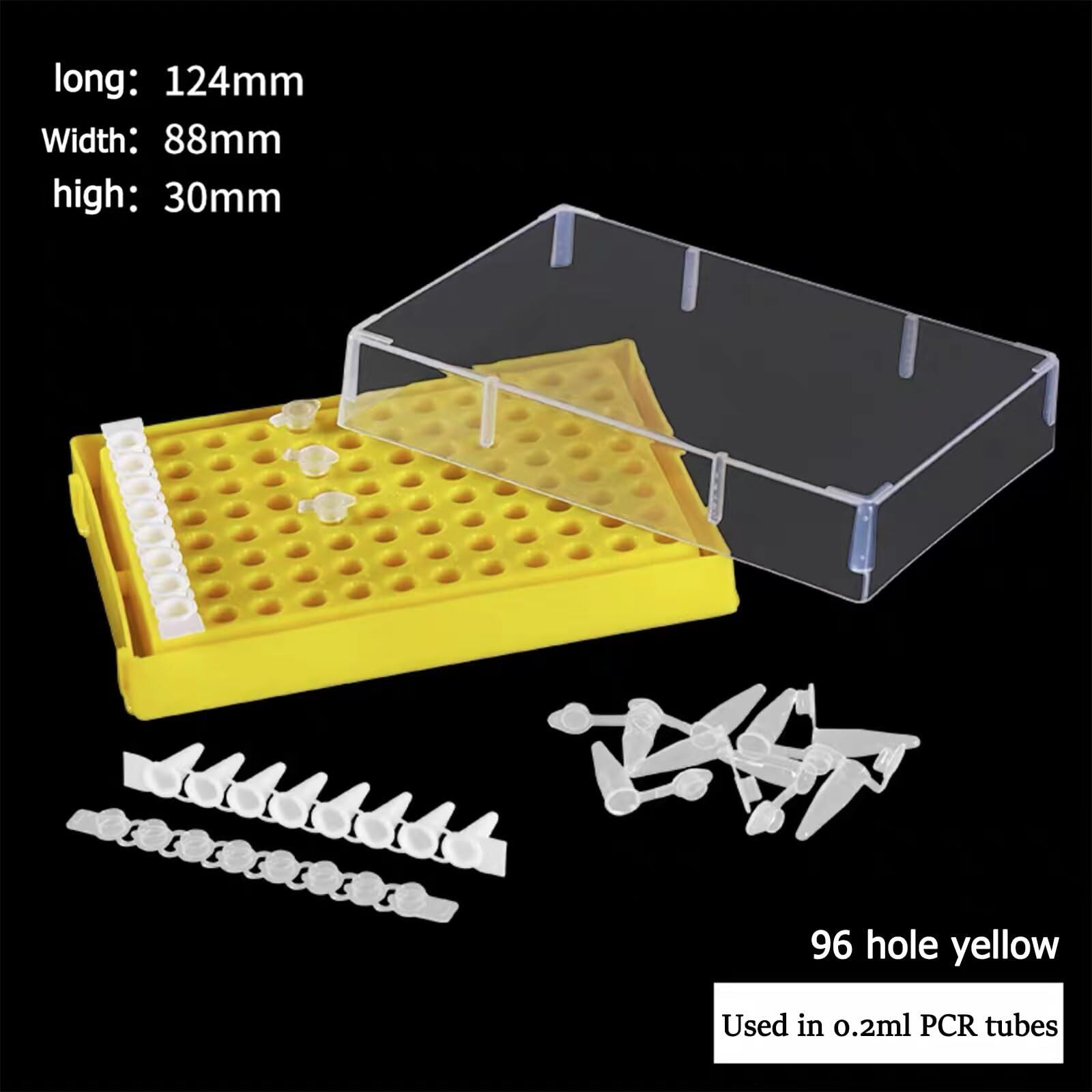 PCR Tube Rack 96 Well Plate for 0.1ML 0.2ML PCR Tubes & Strips Yellow