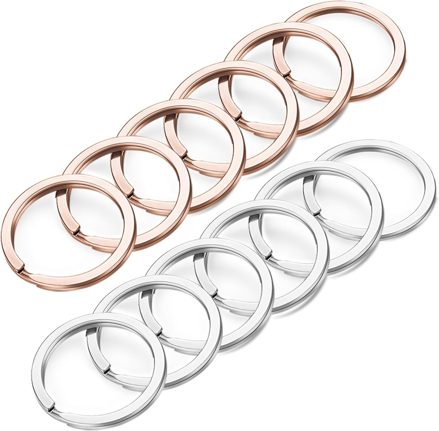 Key Rings, 12 Pcs Stainless Steel Key Ring for Keychains, 1Inch Flat Split Keych