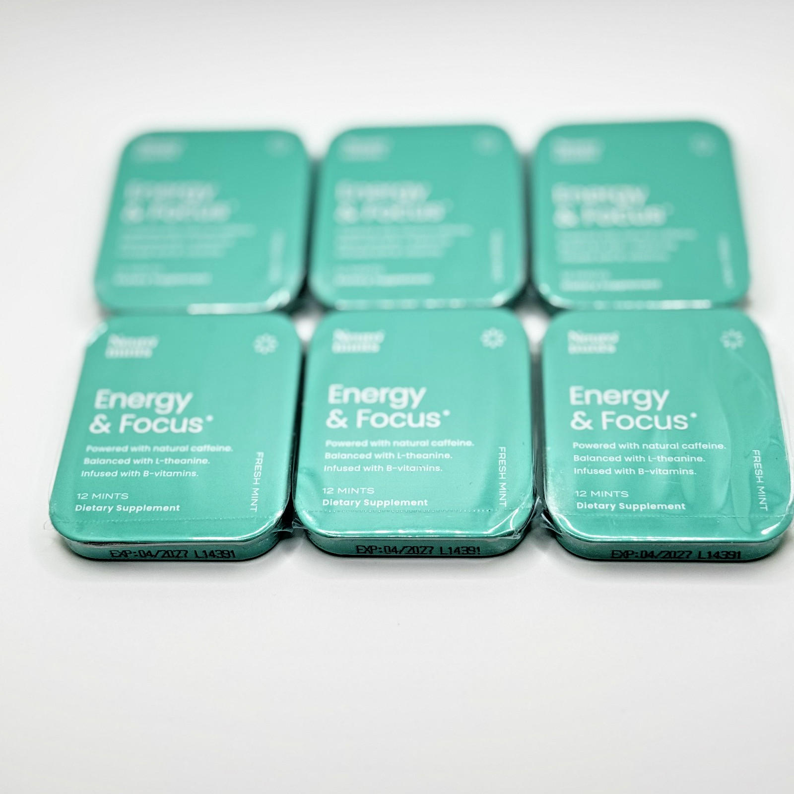 Neuro Mints Energy & Focus Fresh Mint – 6 Pack – Natural Caffeine