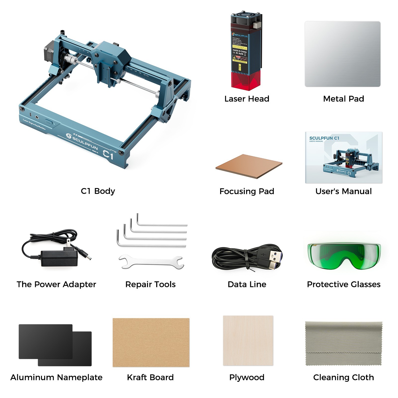 Sculpfun C1 3W Mini Laser Engraving Machine 150x130mm Area Portable DIY Tools