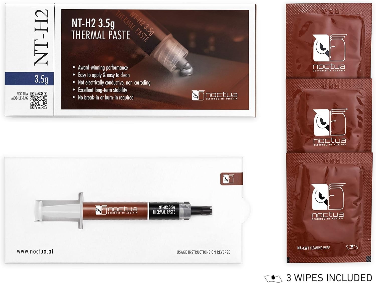 NT-H2 3.5g, Thermal Computer Paste incl. 3 Cleaning Wipes 3.5g
