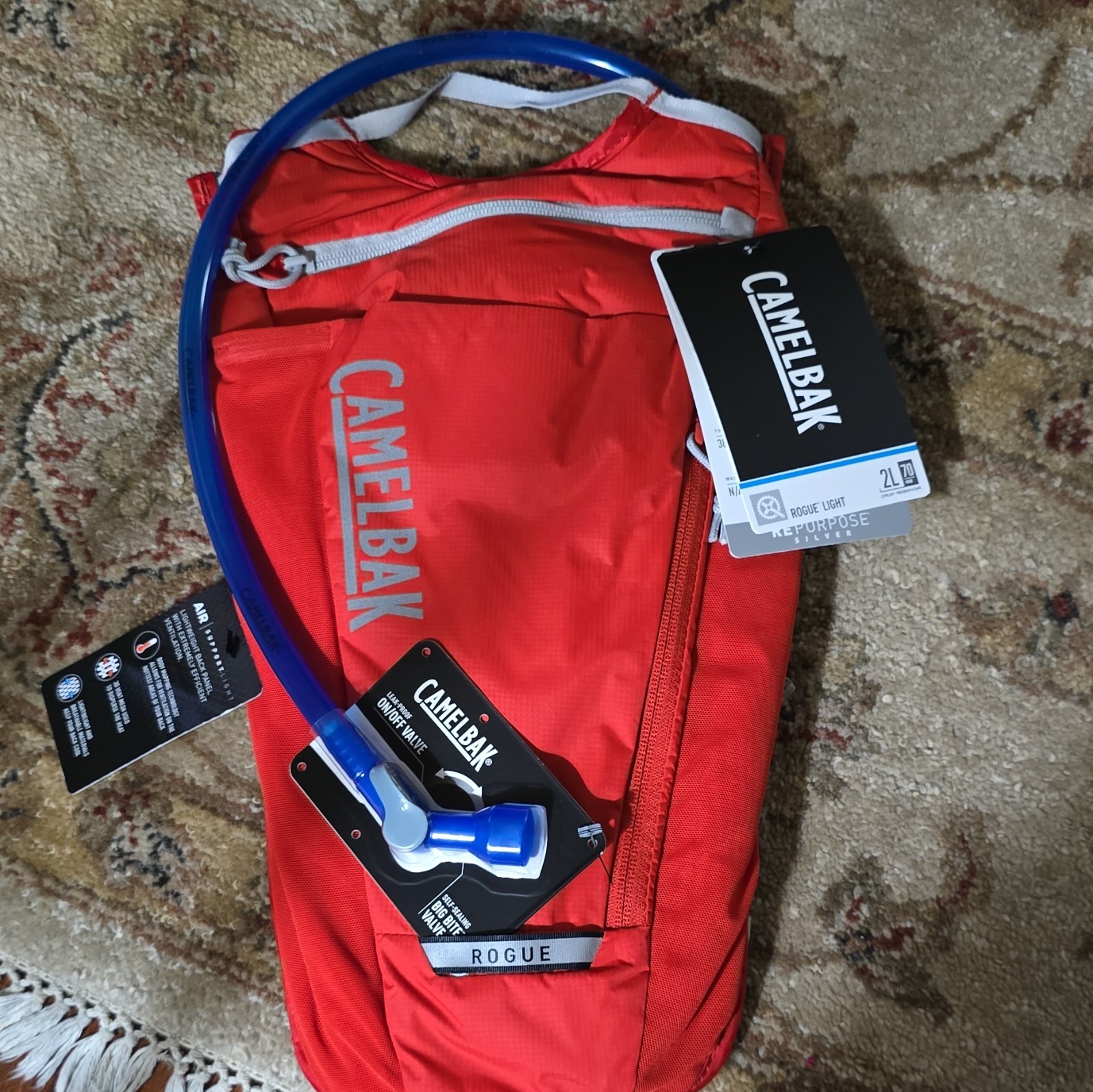 CamelBak Rogue Light 2L Red/Gray/Blue Hydration Backpack, Harness Adj Size