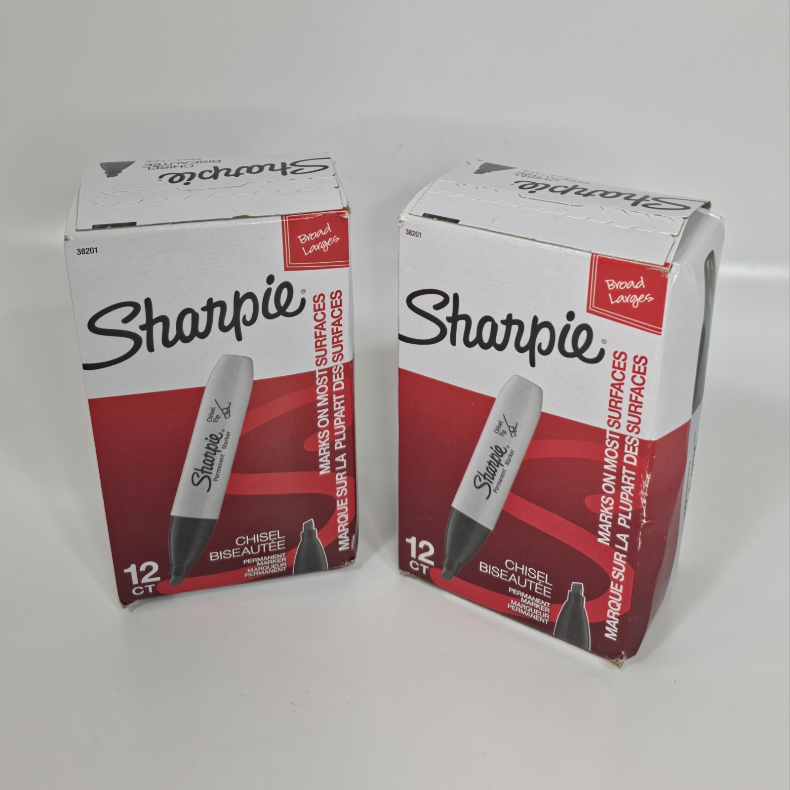 Sharpie 38201 Permanent Marker 24ct Black Chisel Tip Broad 2 Boxes x 12 Each