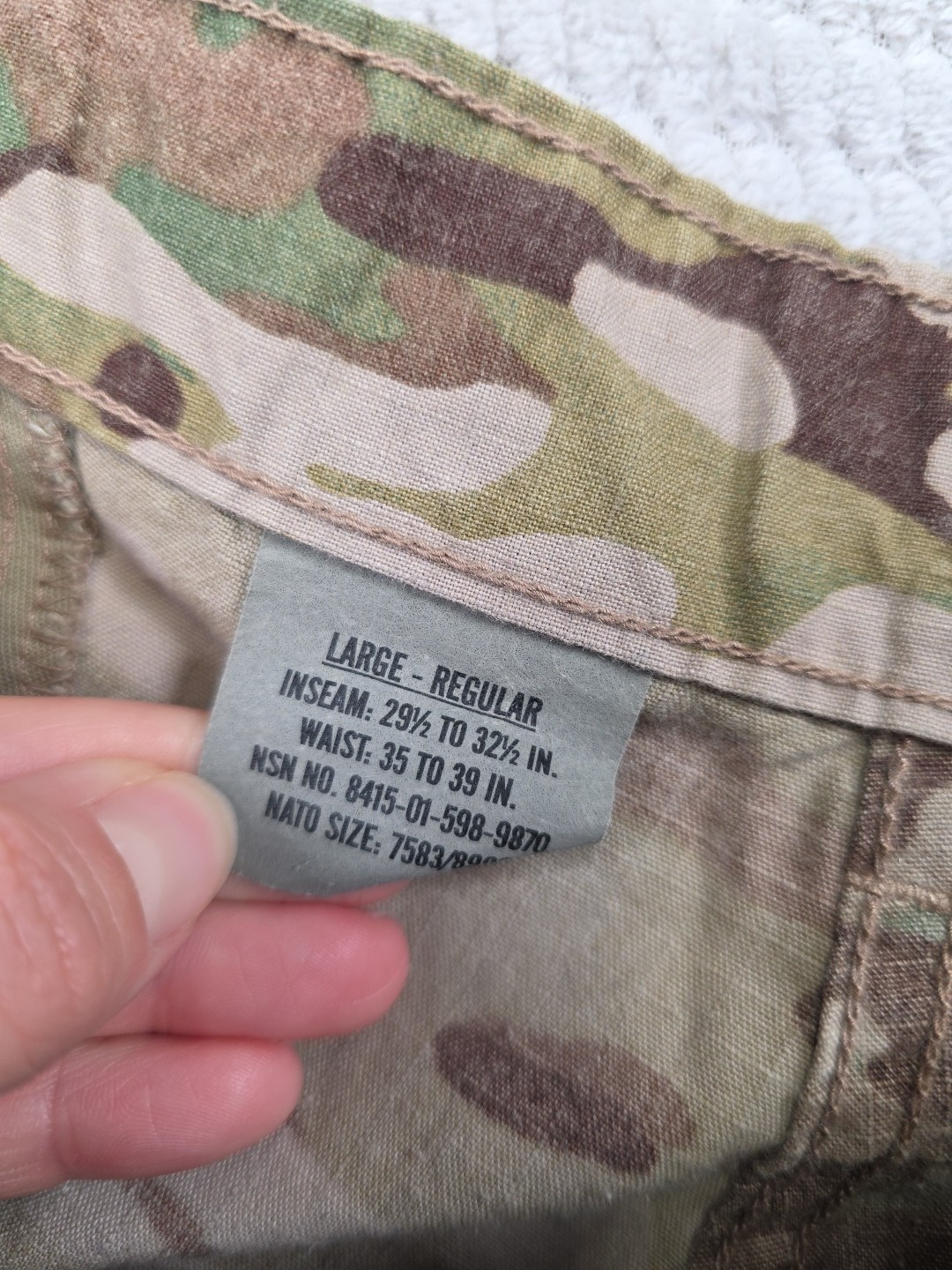 US Army Trouser Combat Uniform Pants Mens Large Regular Flame Resistant