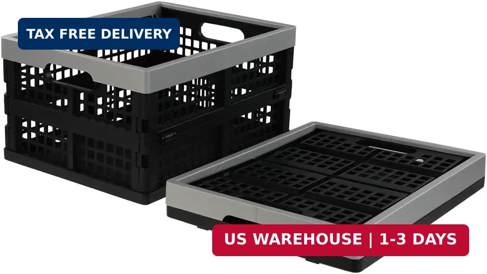 16-Liter Plastic Folding Storage Crates, Collapsible Basket Set of 1 | Stackable
