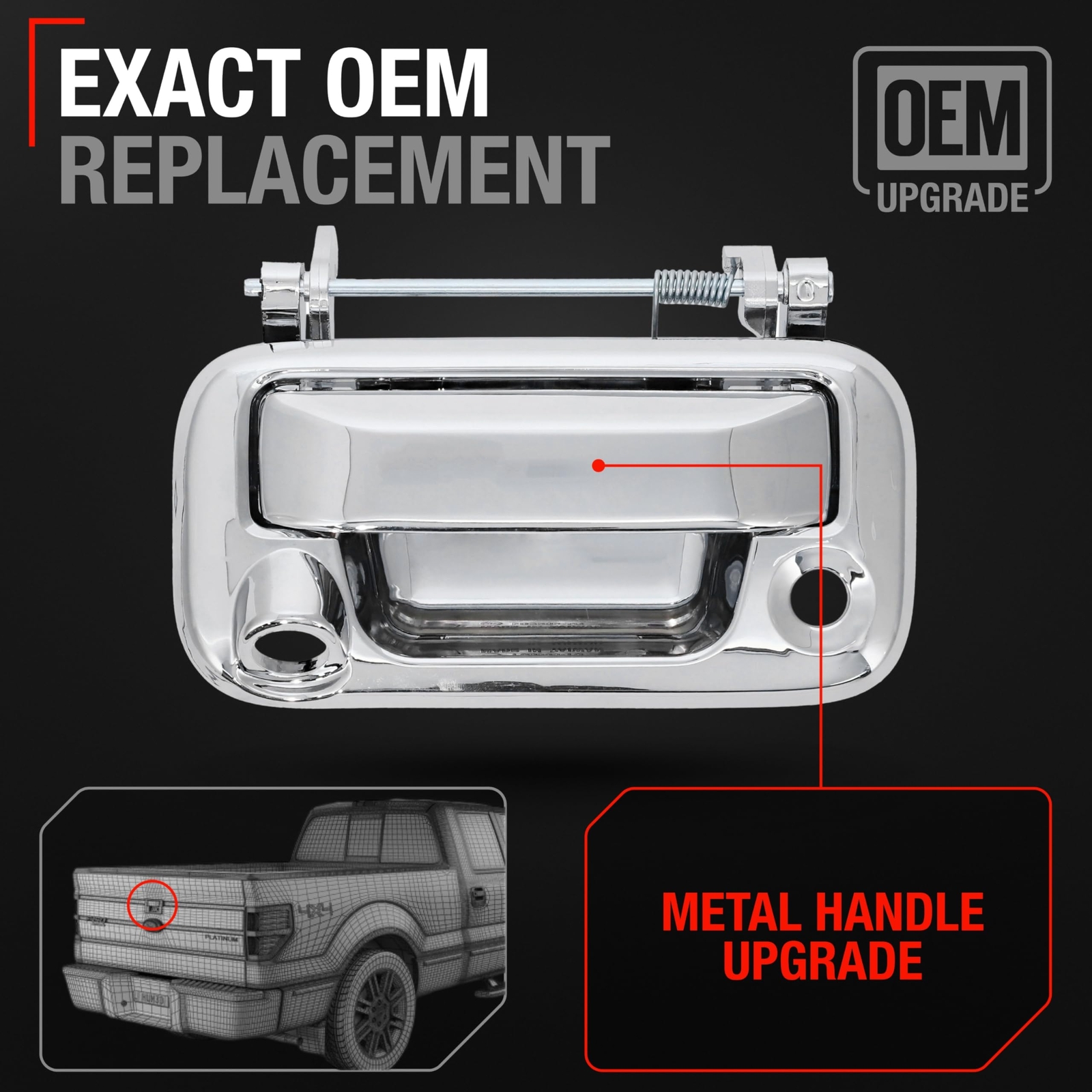 T1A Tailgate Handle Assembly, Upgraded Metal - Compatible with 2008-2015 Ford...