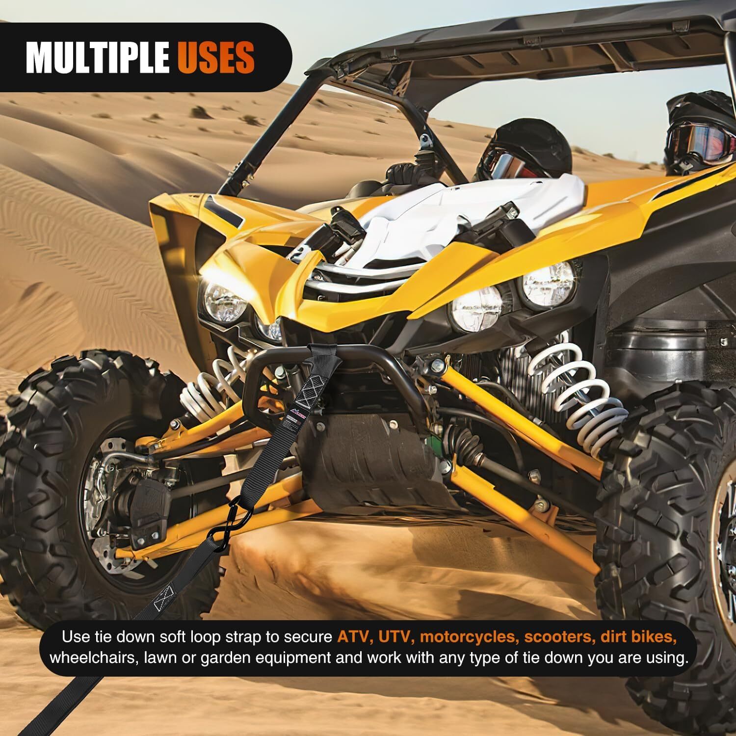Nilight Motorcycle Tie Down Straps Max Break Strength 12000Lbs Black