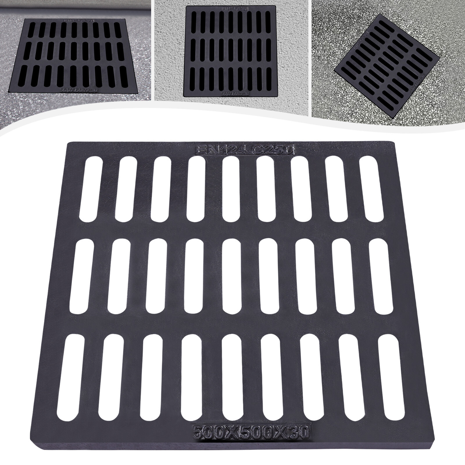 Cast Iron Sewer Grate Strainers Drain Catch Basin Cover Trench Drainage Outdoor