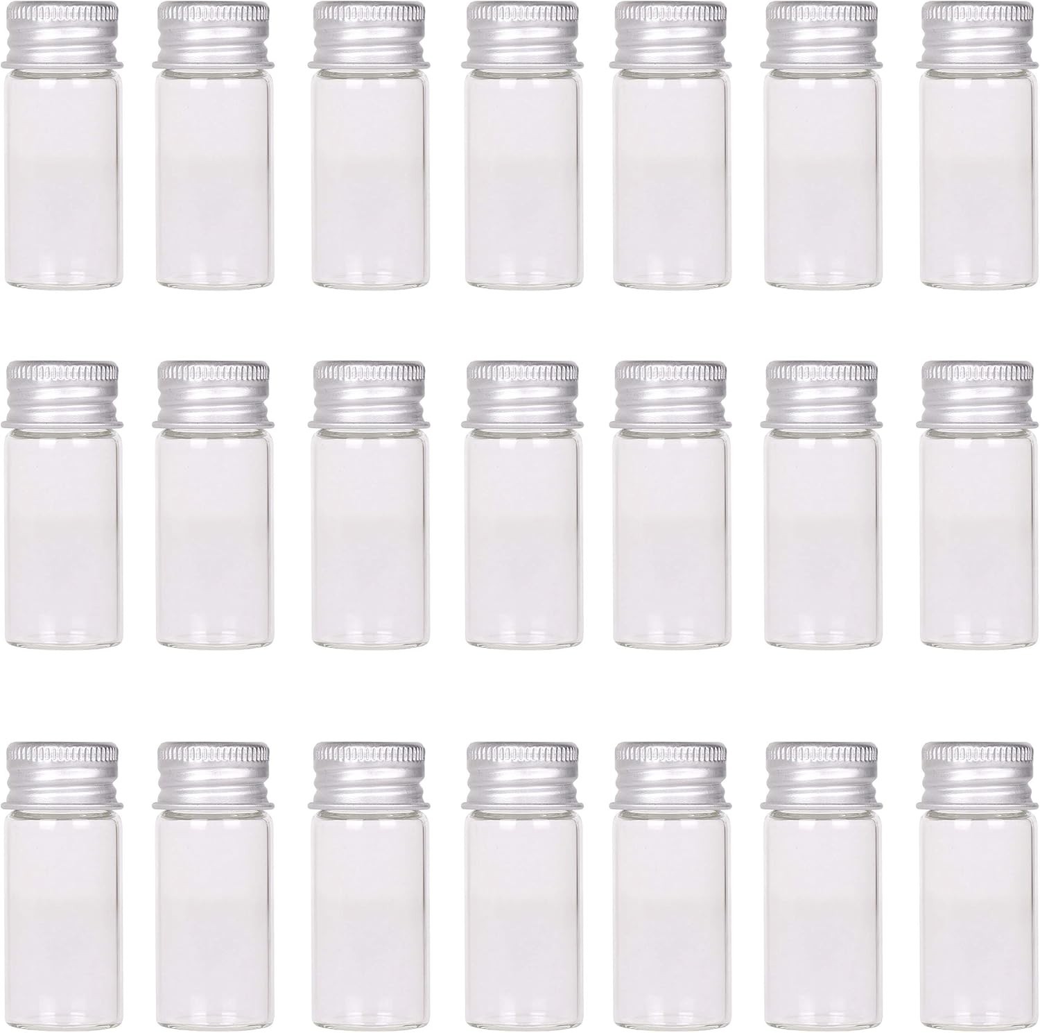 24 Sets 10Ml Glass Vials Small Bottles Mini Tiny Jars with Aluminum Screw Caps S