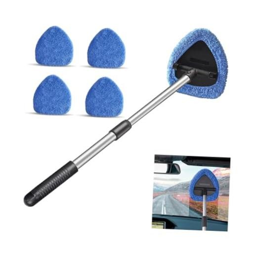 Car Windshield Cleaning Tool, Automotive Window Cleaner with 4 Reusable Blue