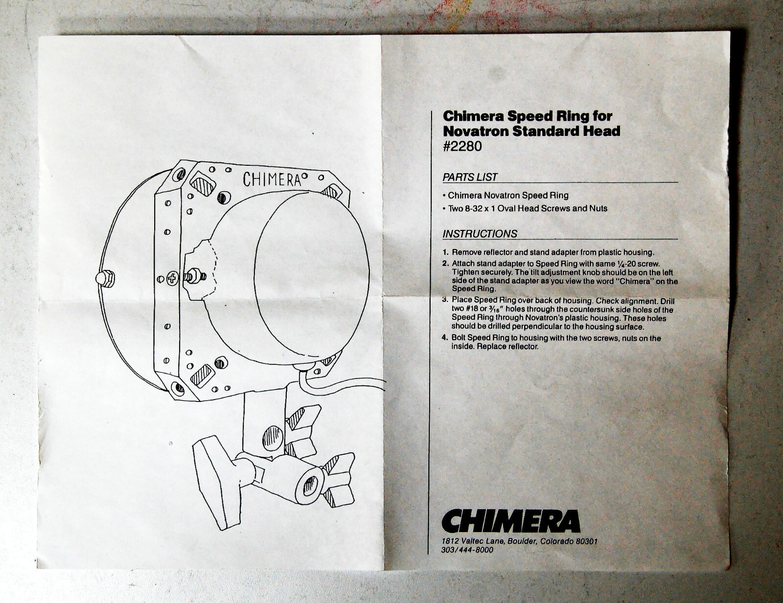 Chimera 2280 Non-Rotating Speed Ring for Novatron Standard Head NEW!