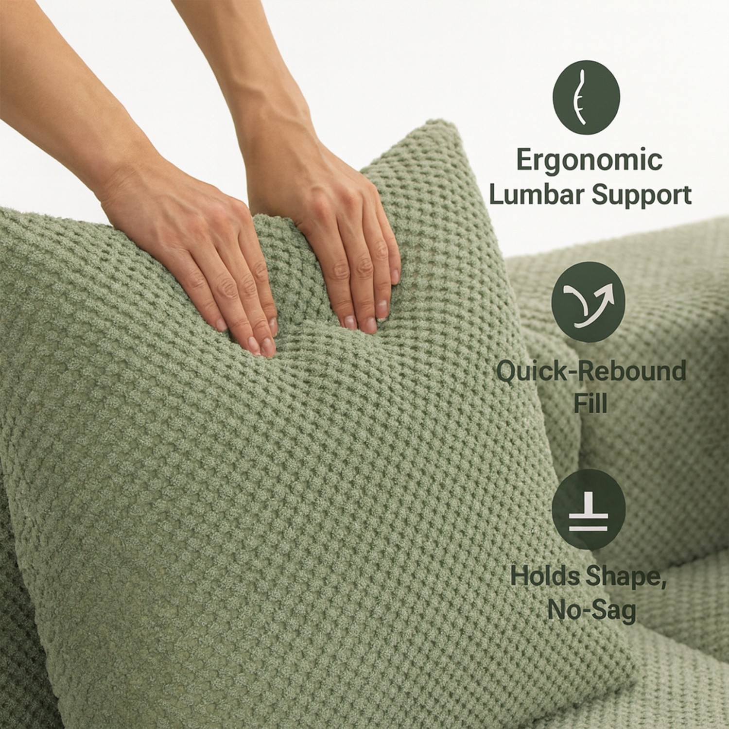 Modern Modular 3-Seat Sectional Sofa All-Foam Deep-Seat Couch for Small Spaces