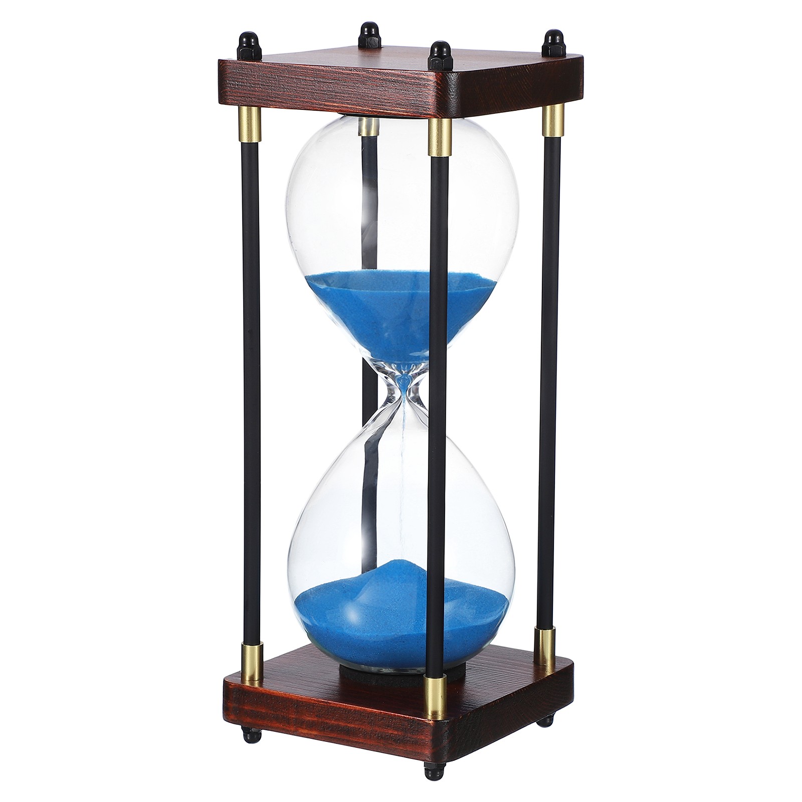 Large Decorative Sand Timer, 60 Min Modern Wooden Hour Glass, Blue(Style 2)