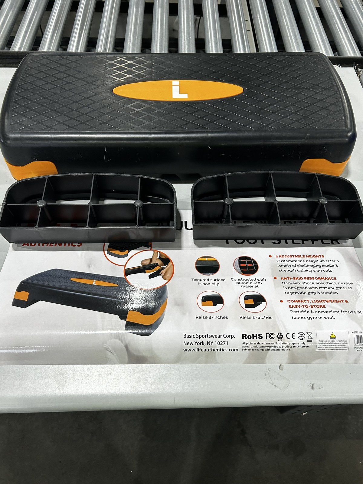 LIFE AUTHENTICS ADJUSTABLE WORKOUT FOOT STEPPER RAISE 4 TO 6 INCHES BLACK/ORANGE