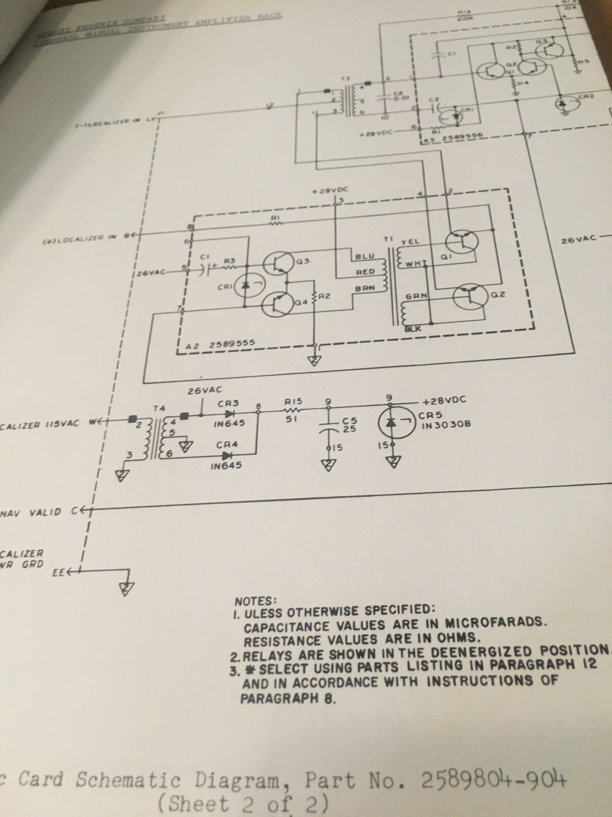 Sperry Instrument Amplifier Rack 2589201 Schematics