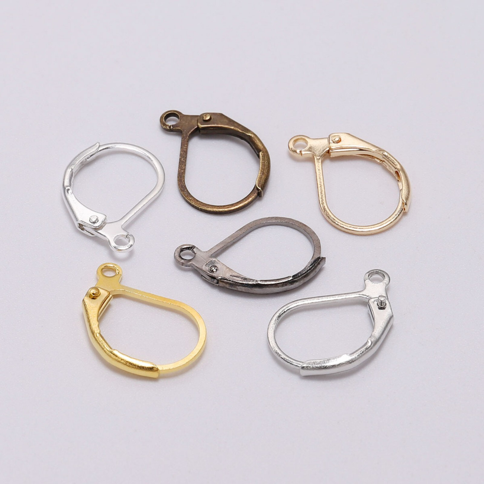 50pcs French Lever Back Earwire Ear Wire Earring Hook with Hoop 10X15mm Making