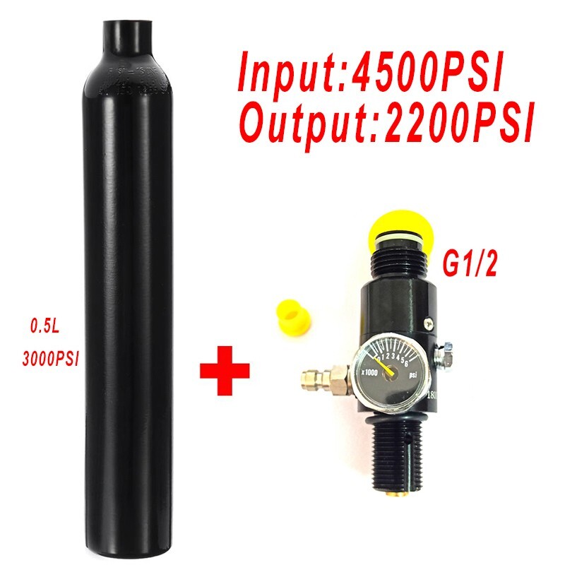 0.5L Aluminum PCP Tank 2200psi Adjustable Regulator for HPA Paintball Scuba Fire