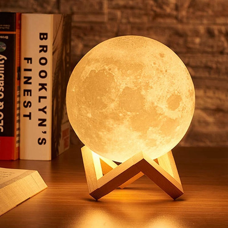 Moon Lamp 3D RGB Moonlight With Wooden Stand / Book Light / Galaxy Light / Moonlight