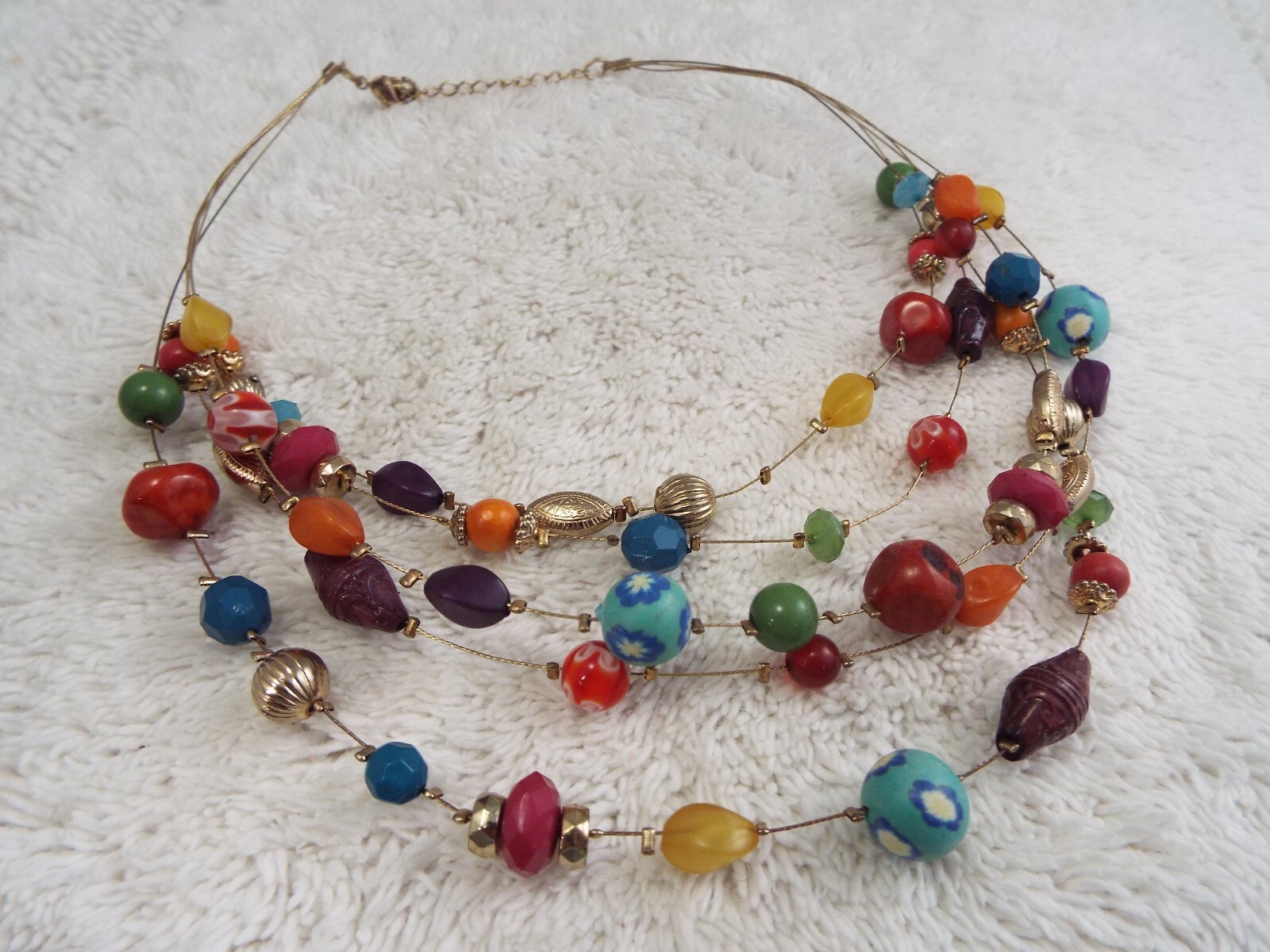 Goldtone Colorful Bead Necklace (A57)