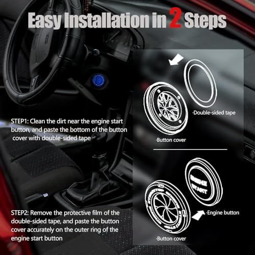 Rotary Push Start Button Cover, Car Accessories Engine Start A-Classic-Blue