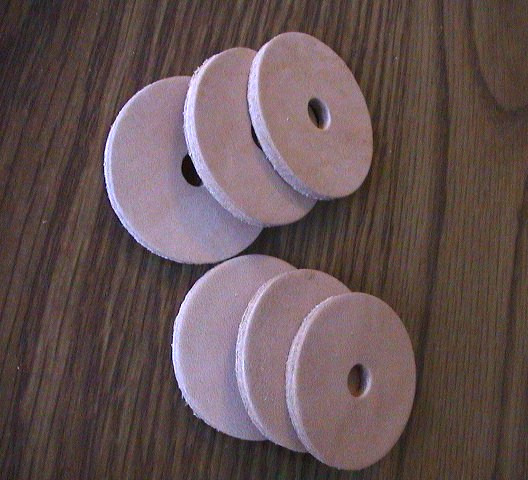 SSMP PERCUSSION NATURAL LEATHER CYMBAL WASHERS - 6 PACK "B"STOCK