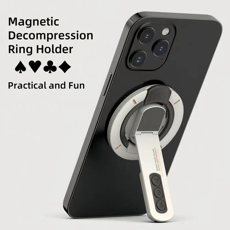 Magnetic Phone Stand with Fidget Spinner&Button Double Side Holder for Phones