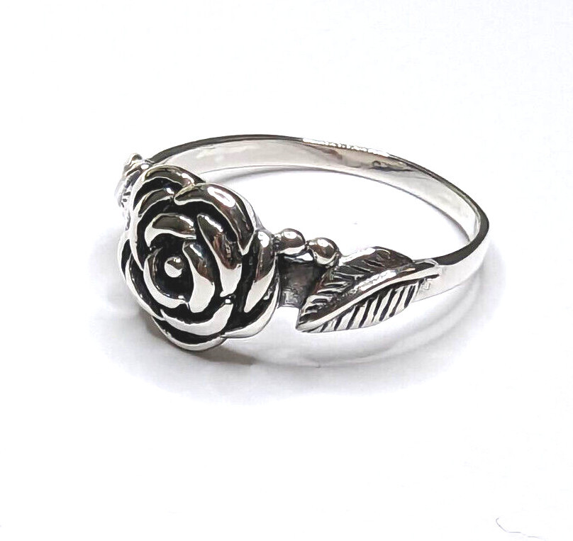Rose Flower Sterling Silver Band Ring Size 5 6 7 8 9 10 NEW
