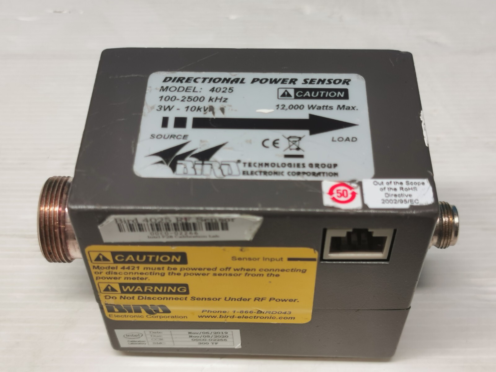 Bird Electronic Corp. 4025 Directional Power Sensor, 3W-10KW 100-2500 kHz
