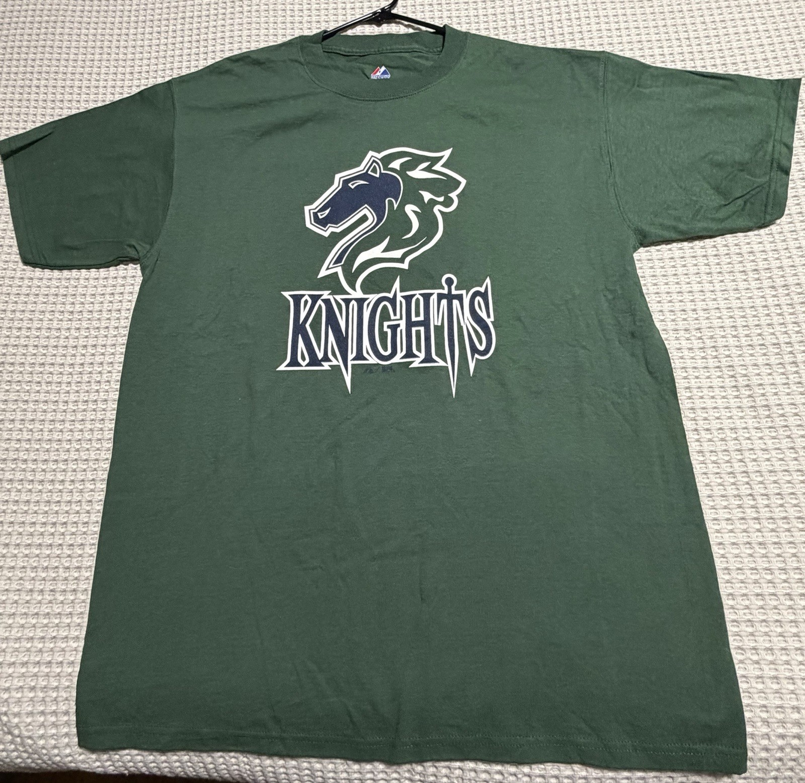 Charlotte Knights T Shirt Men's L Green Short Sleeve Majestic 100% Cotton Crew