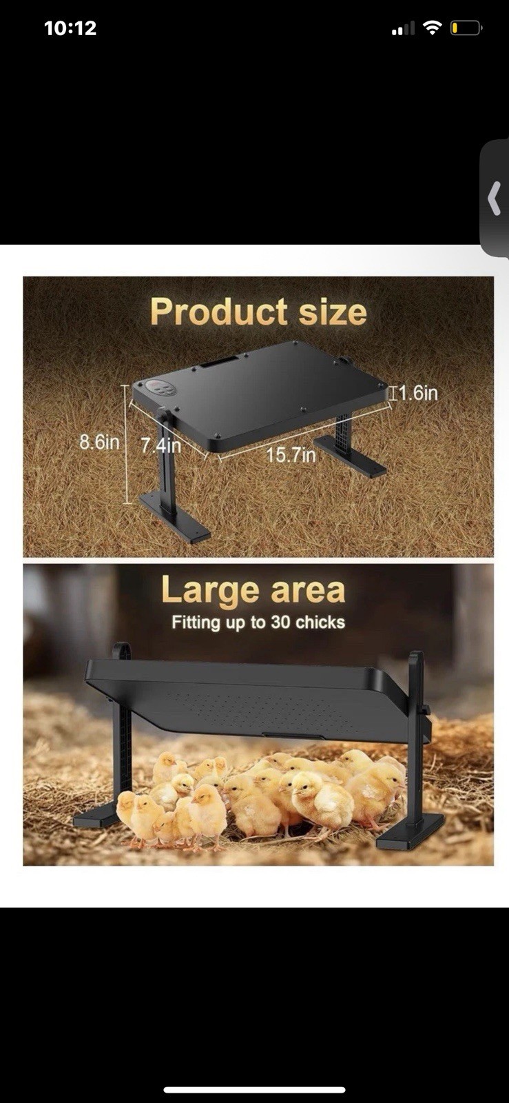 Chick Brooder Heater with Adjustable Temp (86~194℉) & 12H Timer & Height & Angle