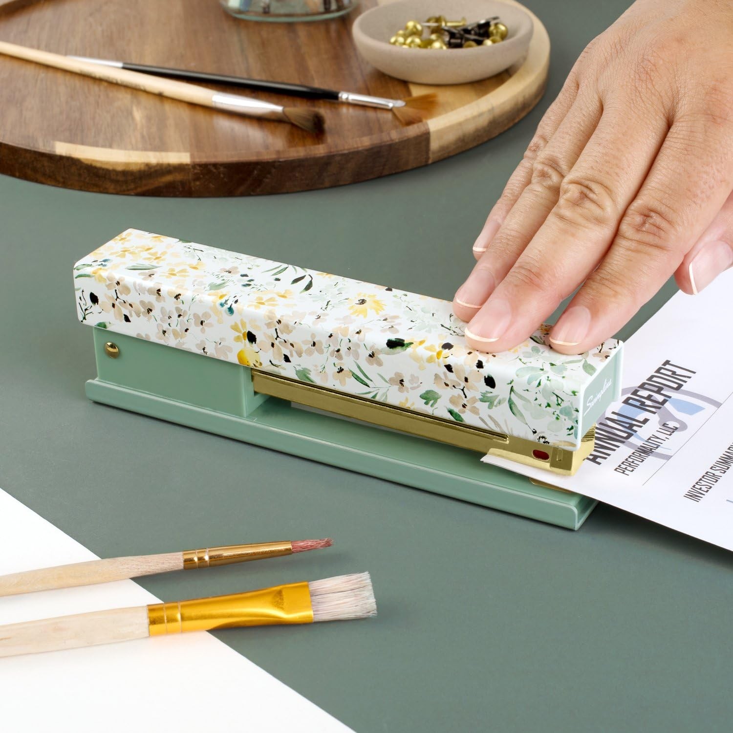Stapler by Leah Bisch, 20 Sheet Capacity, Full Strip, Wildflowers, Colorful F...