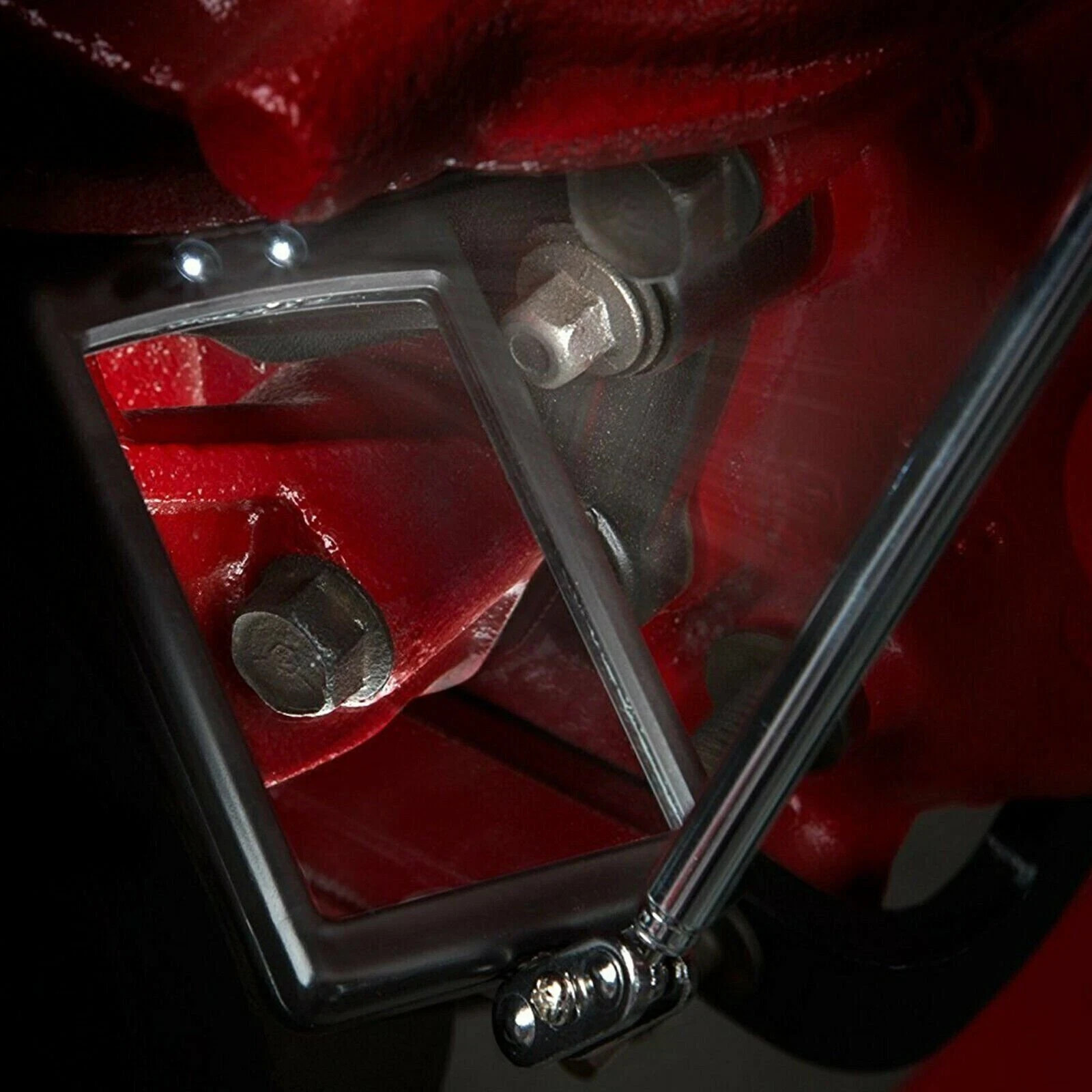 Inspection Mirror LED Lighted Mechanic Telescoping illuminate Swivel Extendable