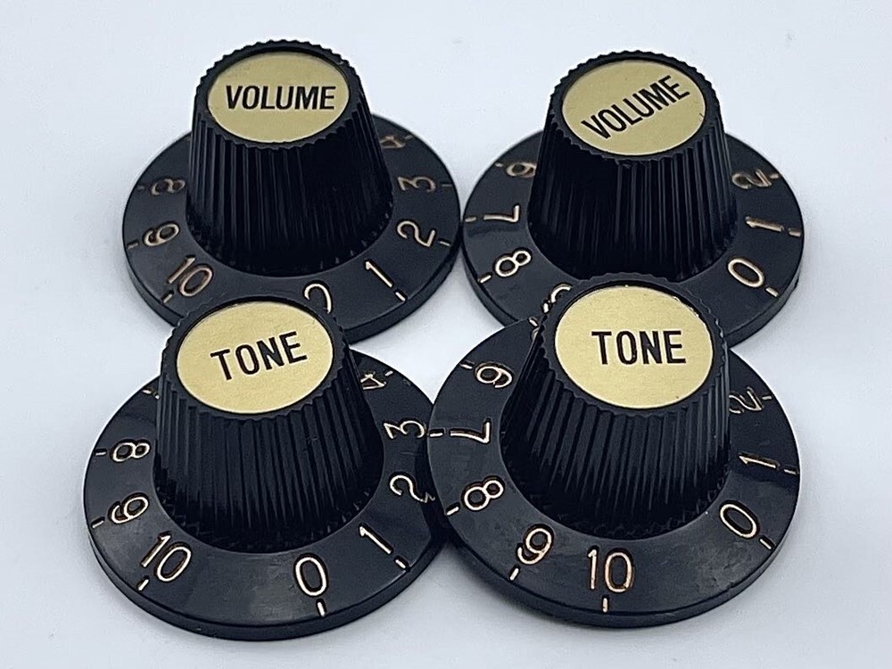 Black Witch Hat Control Knobs with Gold Inserts for Gibson Pots Epiphone Gold US