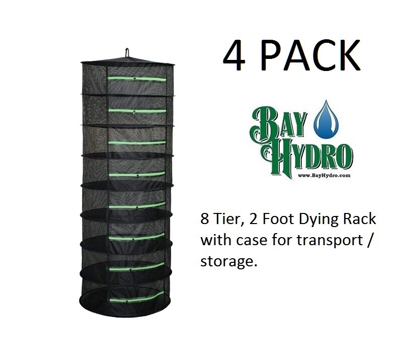 4pc Bay Hydro Herb Dry Rack Collapsible Drying System Eight 2' Shelves 8 Levels